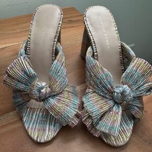LOEFFLER RANDALL Penny Pleated Bow Heels sz 6.5.  VGC